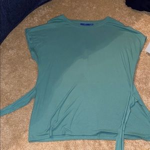 Plan teal blue green medium tie front or back top
